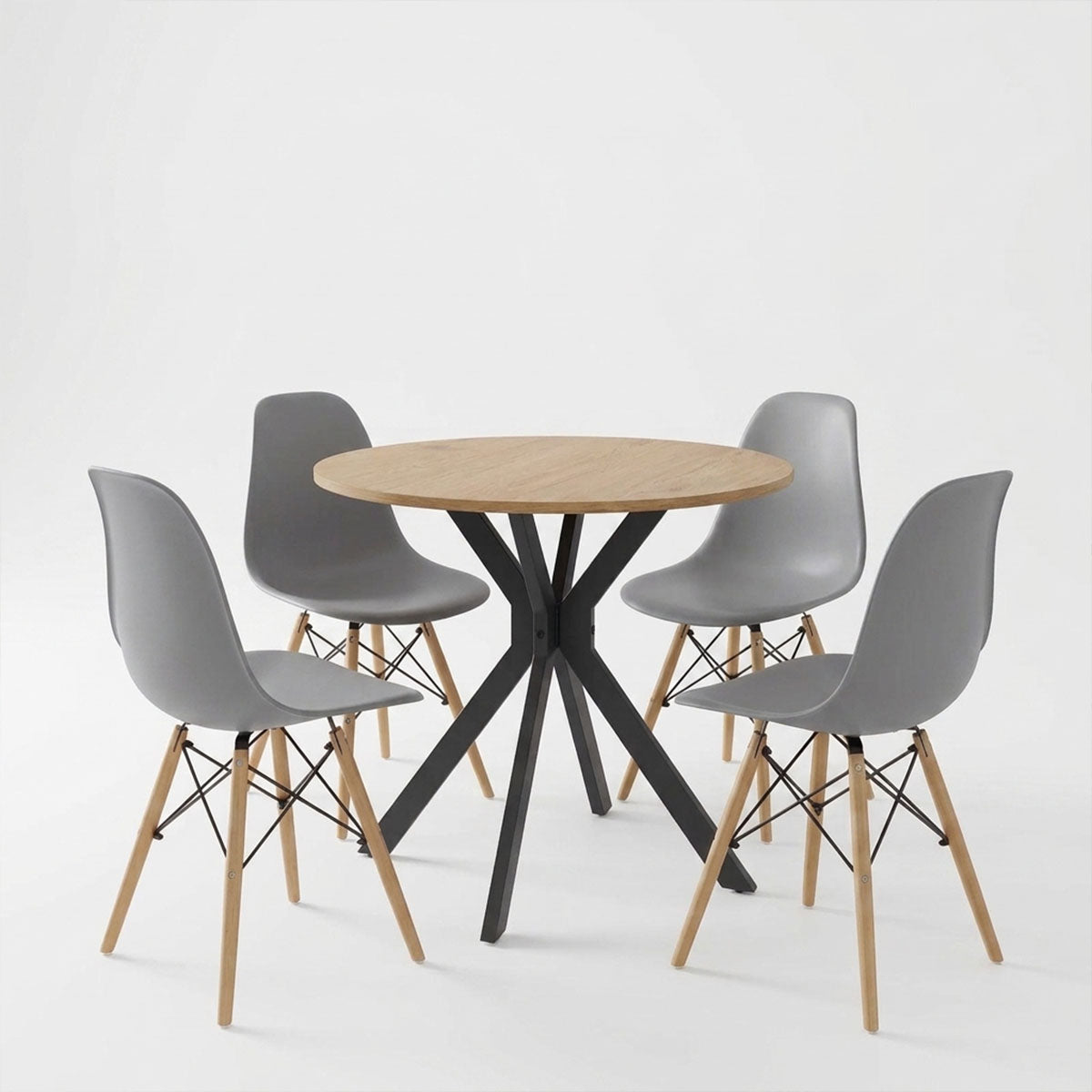 Set masa si scaune Julita dining, D80x75 cm - Gri