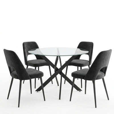 Set masa si scaune Murde Black, Metal, Negru, D100x75 cm, imagine ambient