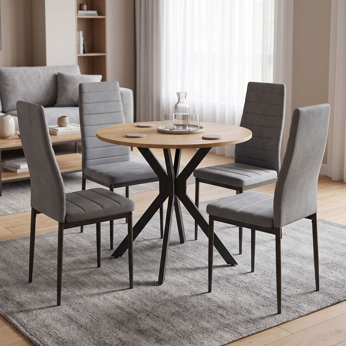 Set masa si scaune Parker dining, D80x75 cm - Gri