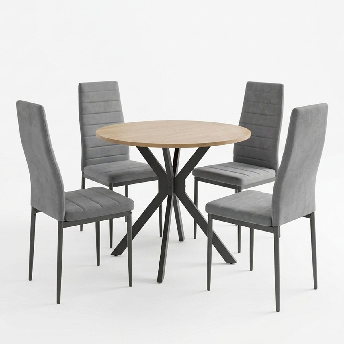 Set masa si scaune Parker dining, D80x75 cm - Gri