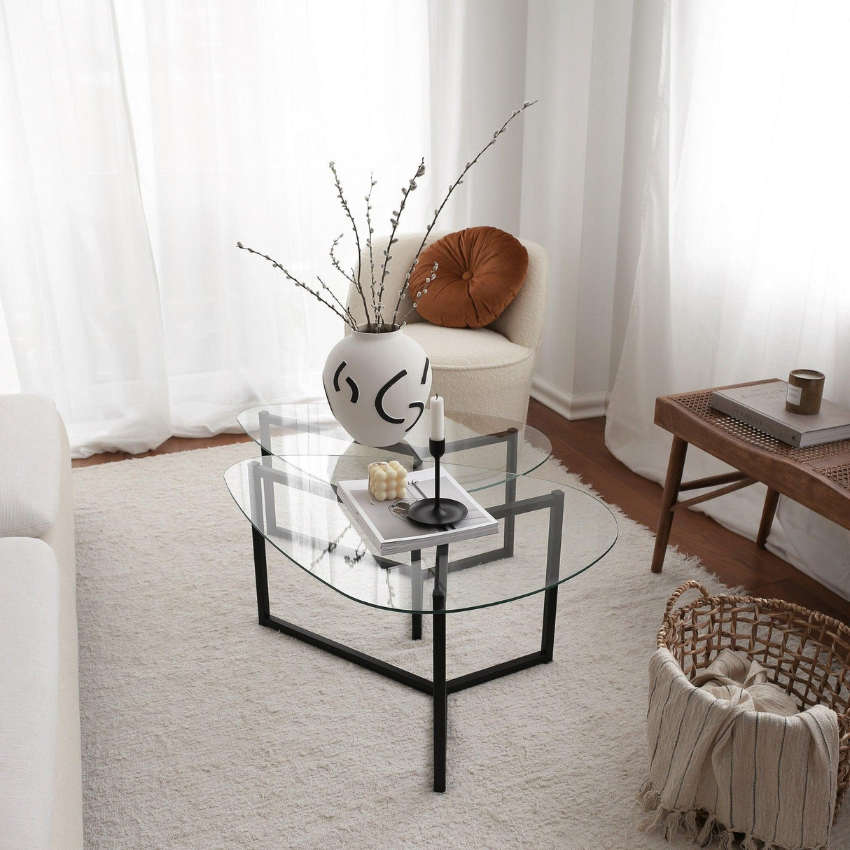 Set masuta de cafea Bellisimo - Black, Negru mat, 82x40x58 cm