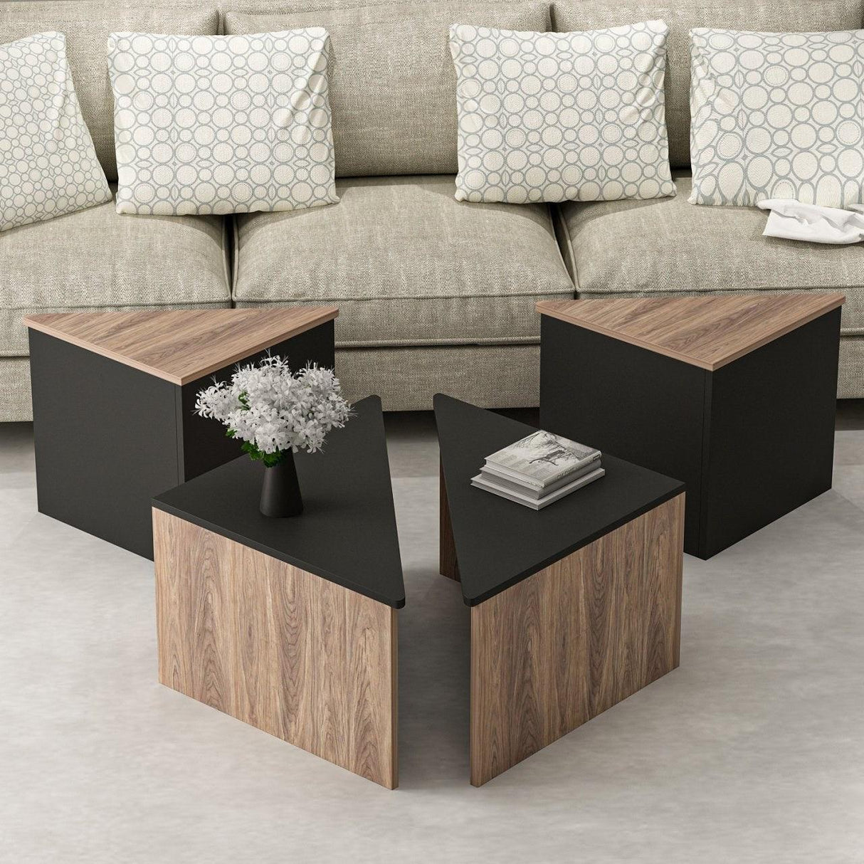 Set Masuta de Cafea Flora, Stejar, 60x42x60 cm