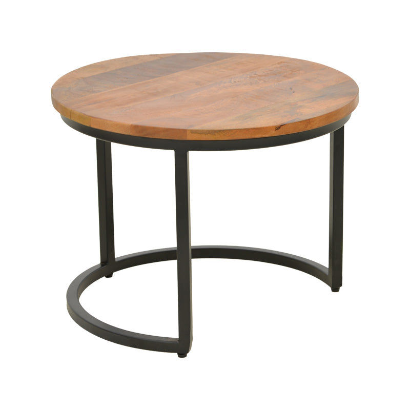 Set Masute de Cafea cu 3 Piese, Lemn de Mango și Picioare de metal, Nuanta Nuc, Diverse, 70x70x45 cm