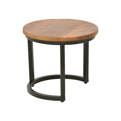 Set Masute de Cafea cu 3 Piese, Lemn de Mango și Picioare de metal, Nuanta Nuc, Diverse, 70x70x45 cm, foto produs 6