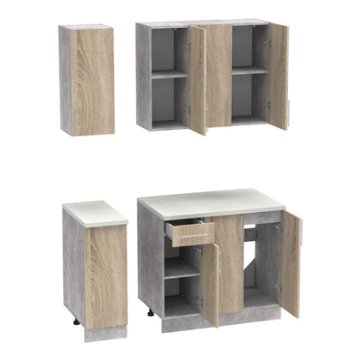 Set mobila bucatarie 4 buc Festa II, Sonoma, 120x60x85 cm, foto produs