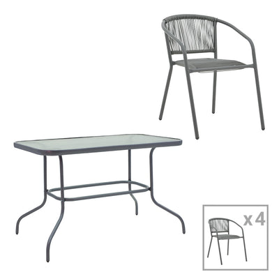 mobilier de gradina Set Mobilă de Luat Masa cu Funcție Modulară Valor-Lindaria, Metal și Sticlă, 110x60x70 cm