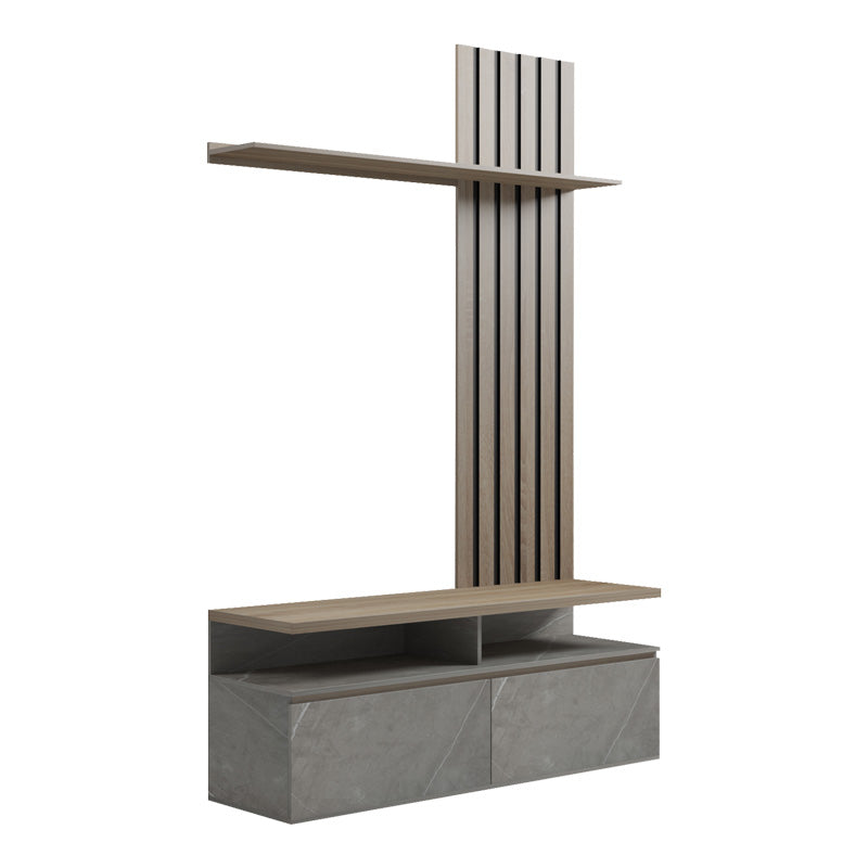 Set mobila living cu aspect de marmura, Perlento, culori bej și sonoma, lemn, 140x41x219 cm