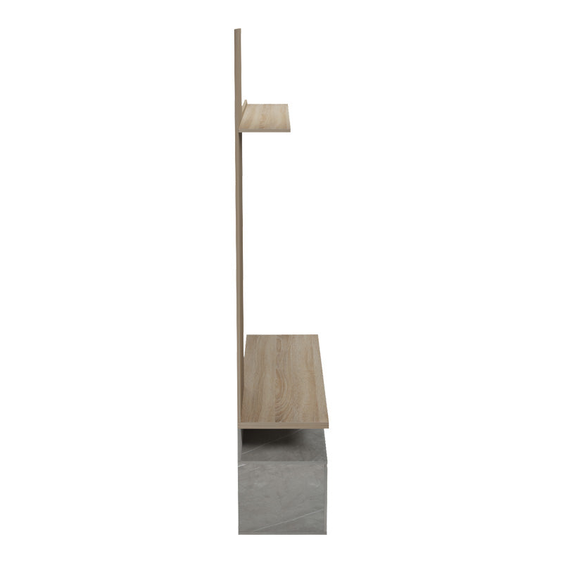 Set mobila living cu aspect de marmura, Perlento, culori bej și sonoma, lemn, 140x41x219 cm