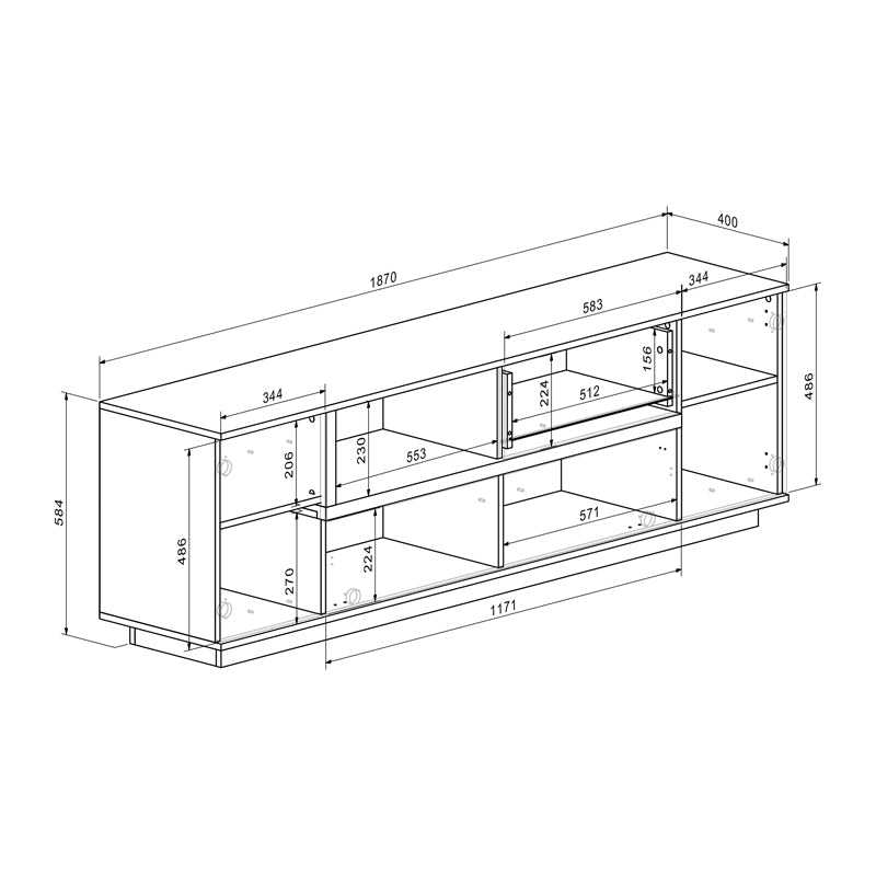 Set mobila sufragerie Norda, Crem, 187x40x59 cm