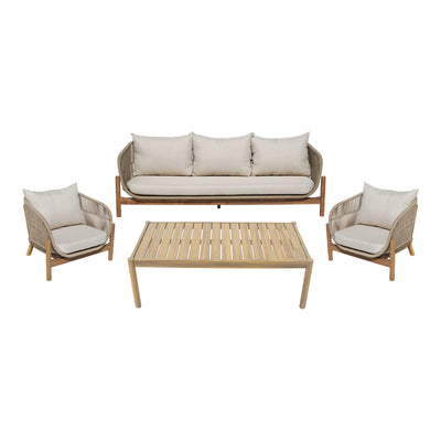 Set mobilier de exterior cu măsuță și canapele Verilan, lemn masiv de acacia și șnur, perne bej, variate