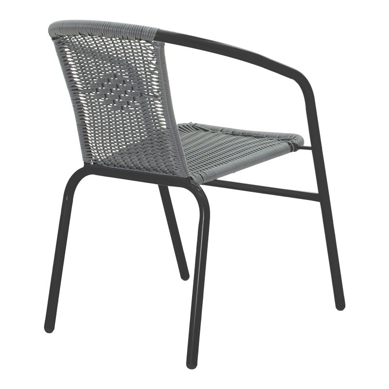 Set mobilier dining cu funcție extensibilă Valor-Obbi, Metal/Glas, Negru - Gri, 110x60x70 cm