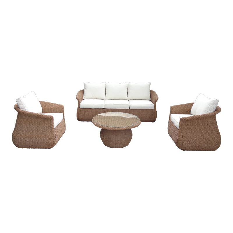 Set mobilier grădină cu funcție lounge Tropicana, ratan, maro/bej, compacte, 204x80x74 cm