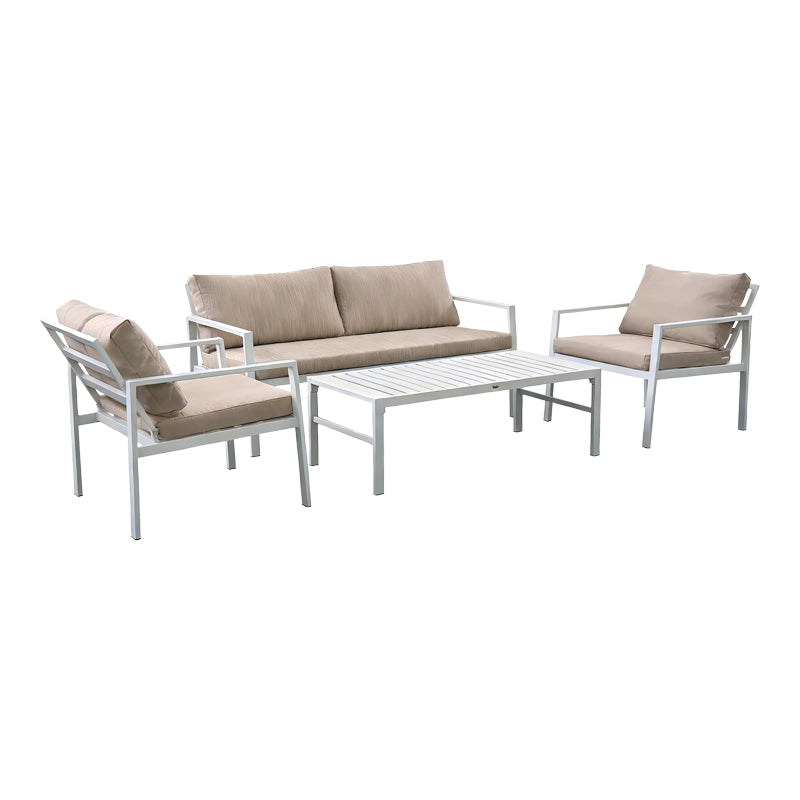 Set Mobilier Grădină cu Perne, Gardenly, Lounge, Aluminium & Bej, Set 4 Piese, 141x69x72 cm