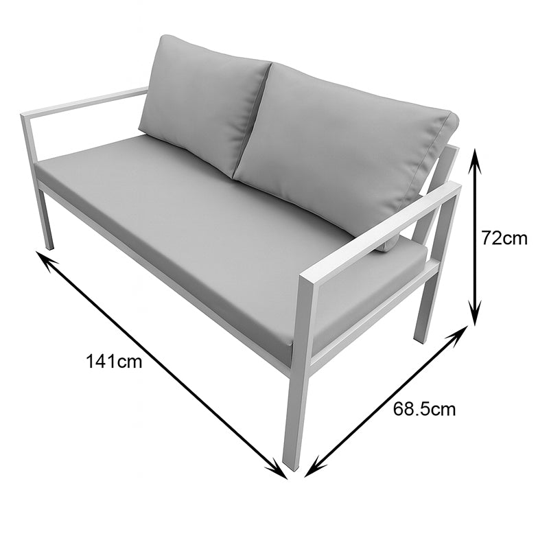 Set Mobilier Grădină cu Perne, Gardenly, Lounge, Aluminium & Bej, Set 4 Piese, 141x69x72 cm