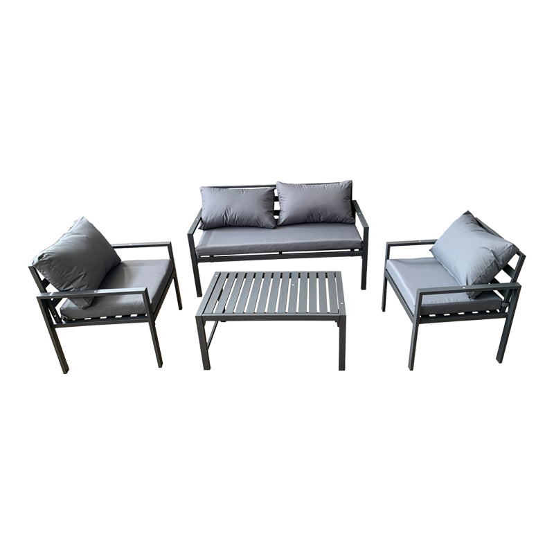 Set mobilier grădină Gardenly, aluminiu, cu perne gri, 4 piese, rezistent, 141x69x72 cm