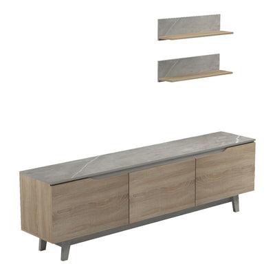 Set mobilier living cu finisaj marmura bej Kasia, Lemn, 180x35x48 cm, imagine suplimentara