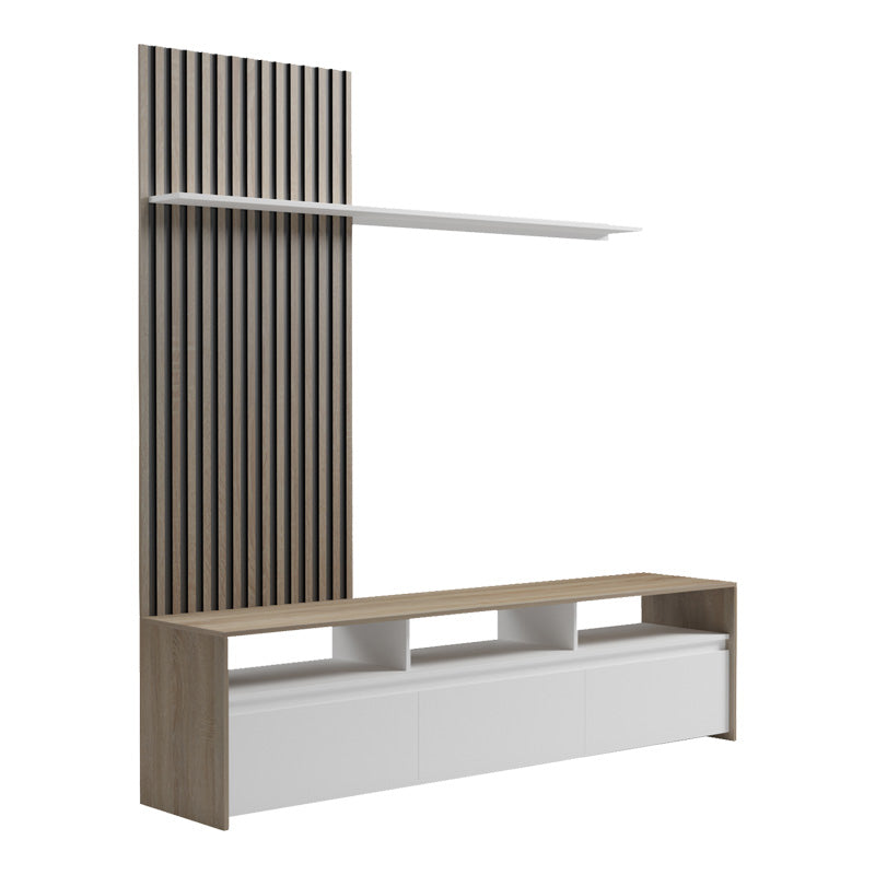 Set de mobilier living cu rafturi Delfina și metal, Sonoma - Negru, 190x40x199 cm - Alb