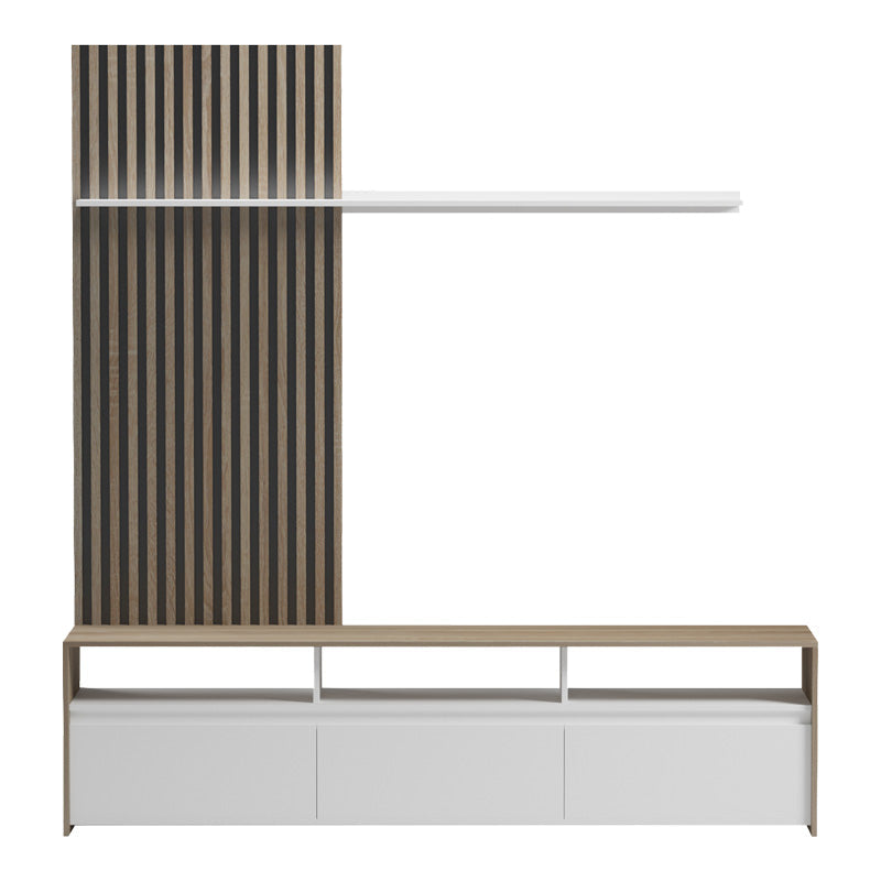 Set de mobilier living cu rafturi Delfina și metal, Sonoma - Negru, 190x40x199 cm - Alb