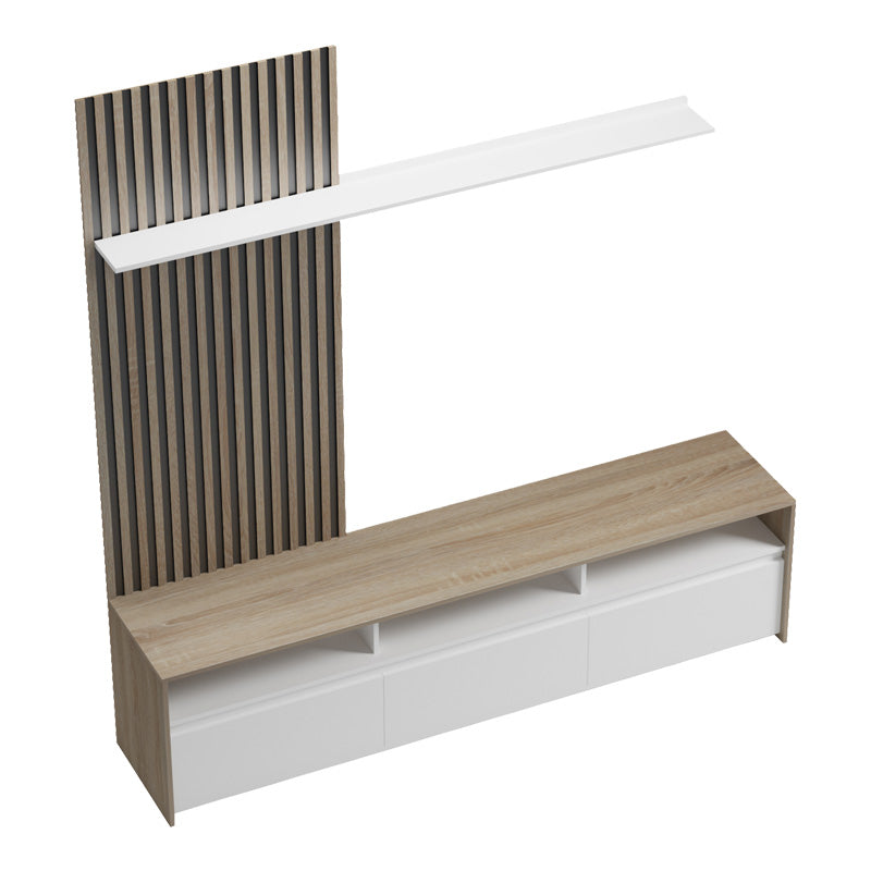 Set de mobilier living cu rafturi Delfina și metal, Sonoma - Negru, 190x40x199 cm - Alb