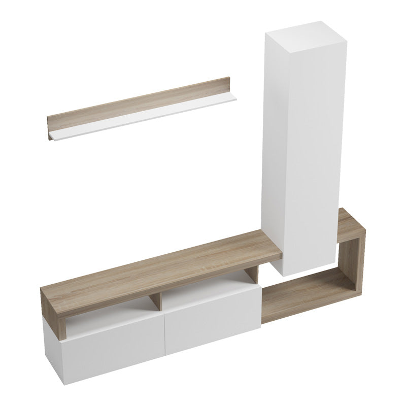 Set mobilier living cu rafturi Leganto, Pal, Alb, 220x35x197 cm