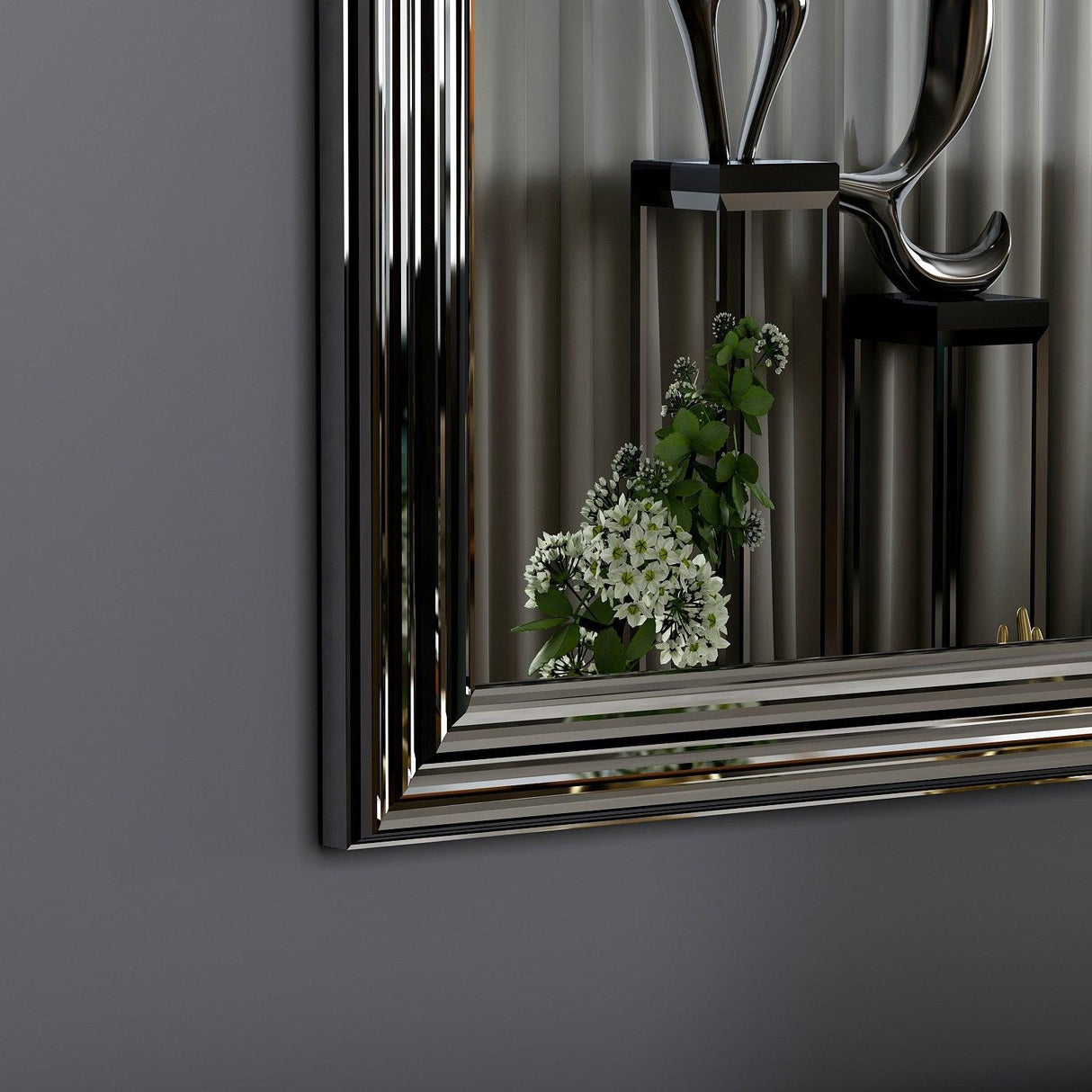 Set oglinzi (4 bucăți) Loza - Silver, Argint, 3x40x40 cm