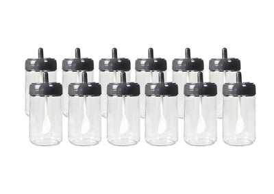Set recipiente pentru condimente Kosova, Sticla, 300 ml, 12 bucati, Lingura, Transparent