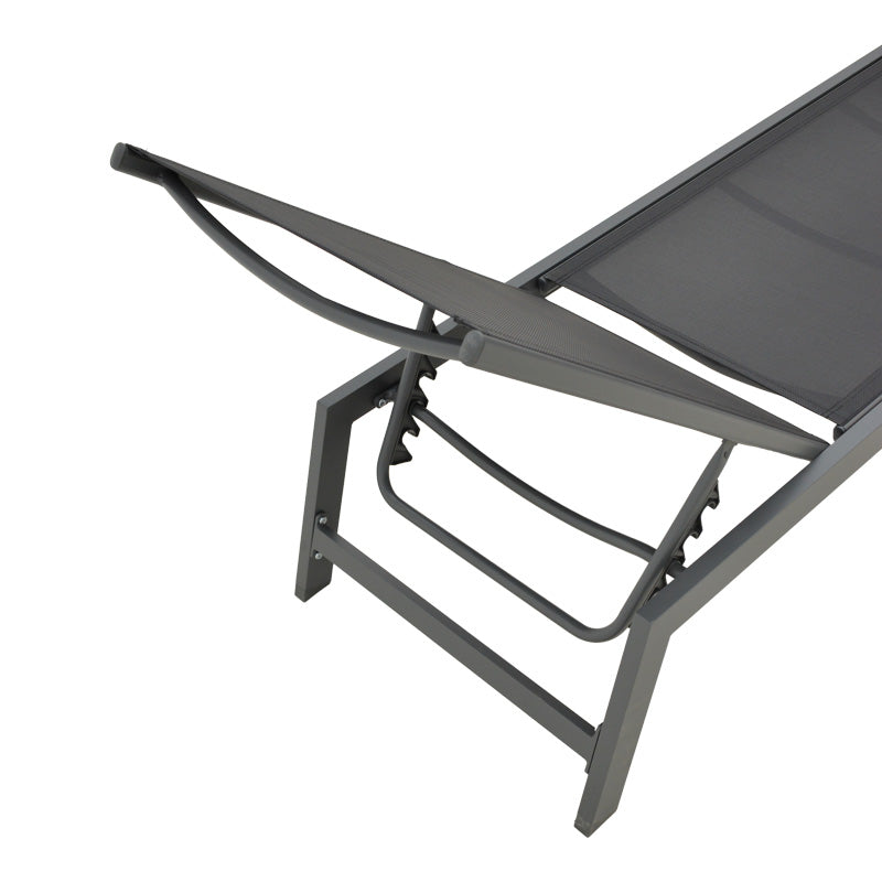 Șezlong cu functie de relaxare, Model Boka, Aluminiu și Textilena, Negru, 60x192x31 cm