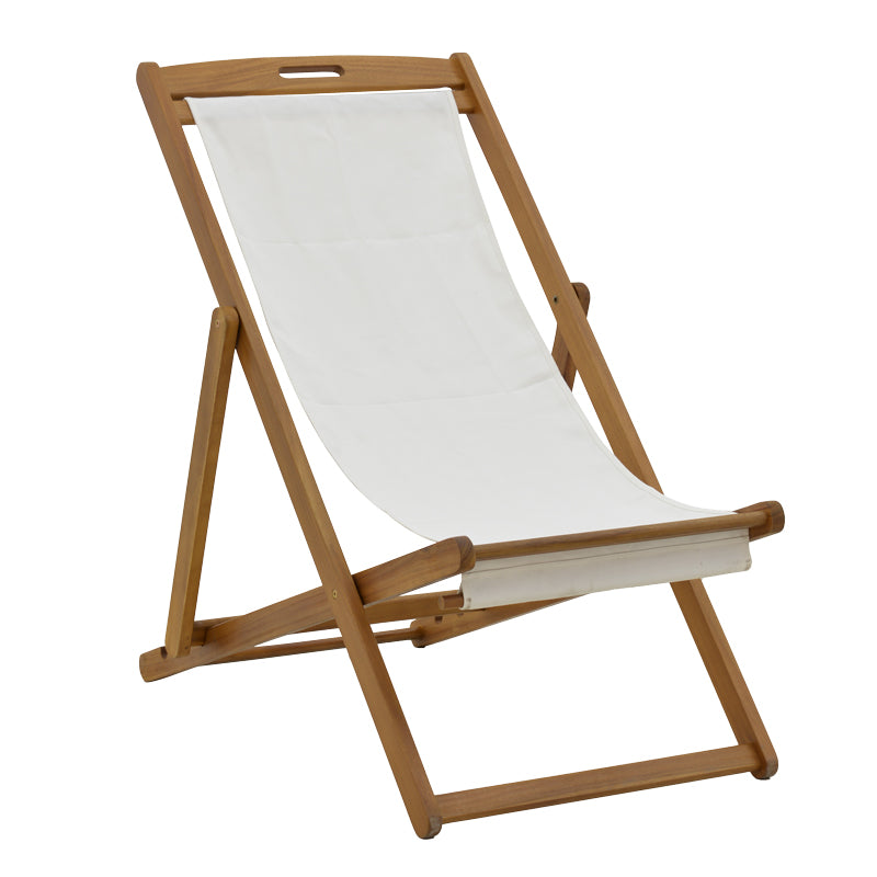 Sezlong Franclow lemn de salcâm pvc Panza, Natural alb, 66x108x105 cm