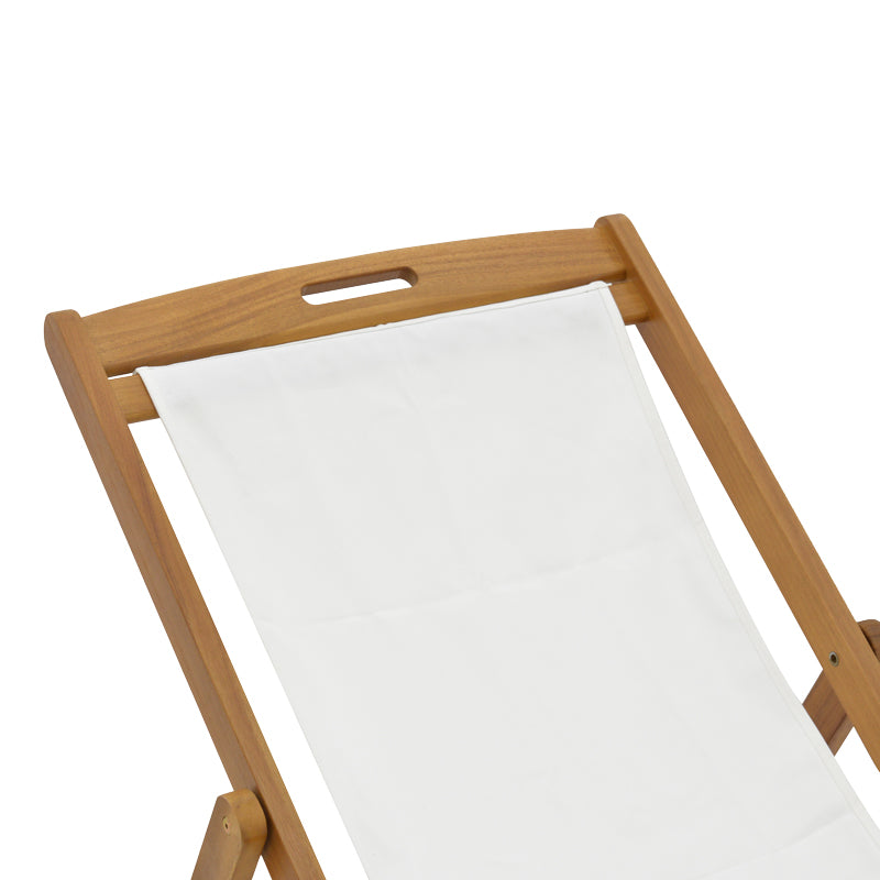 Sezlong Franclow lemn de salcâm pvc Panza, Natural alb, 66x108x105 cm