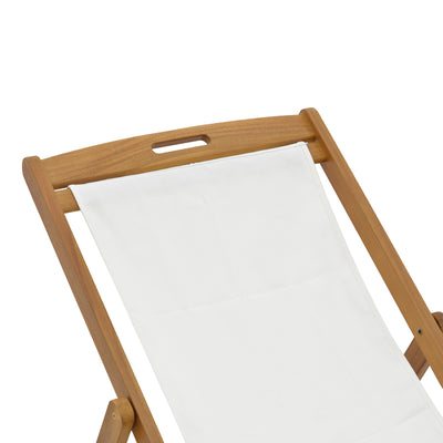 Sezlong Franclow lemn de salcâm pvc Panza, Natural alb, 66x108x105 cm, perspectiva suplimentara