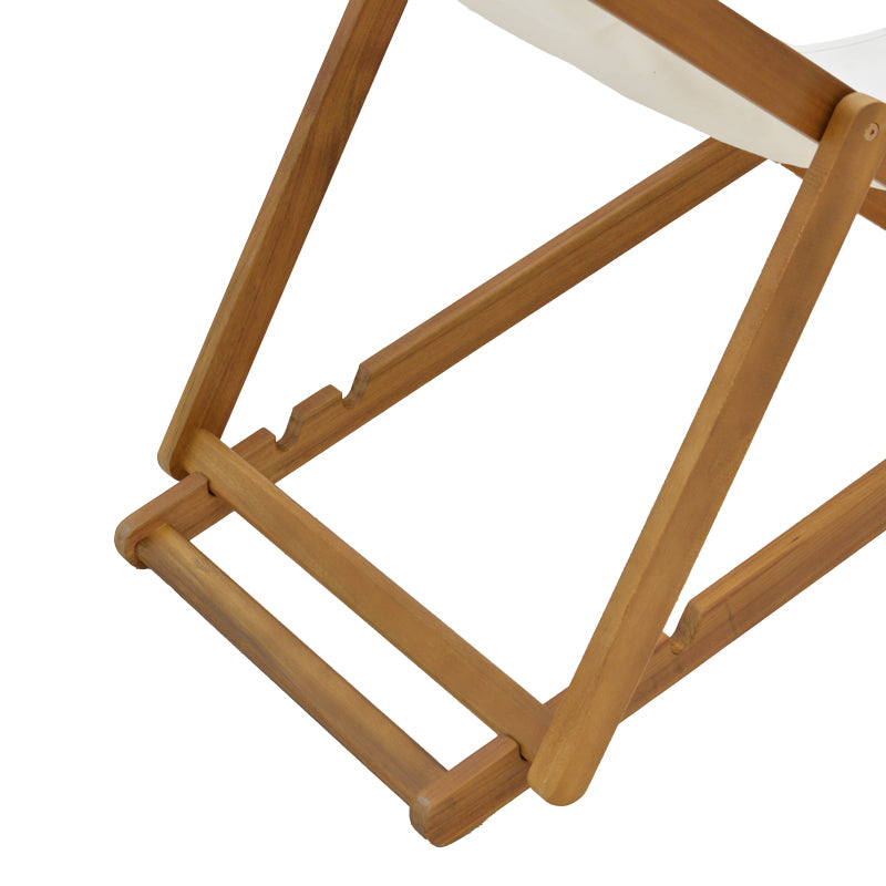 Sezlong Franclow lemn de salcâm pvc Panza, Natural alb, 66x108x105 cm