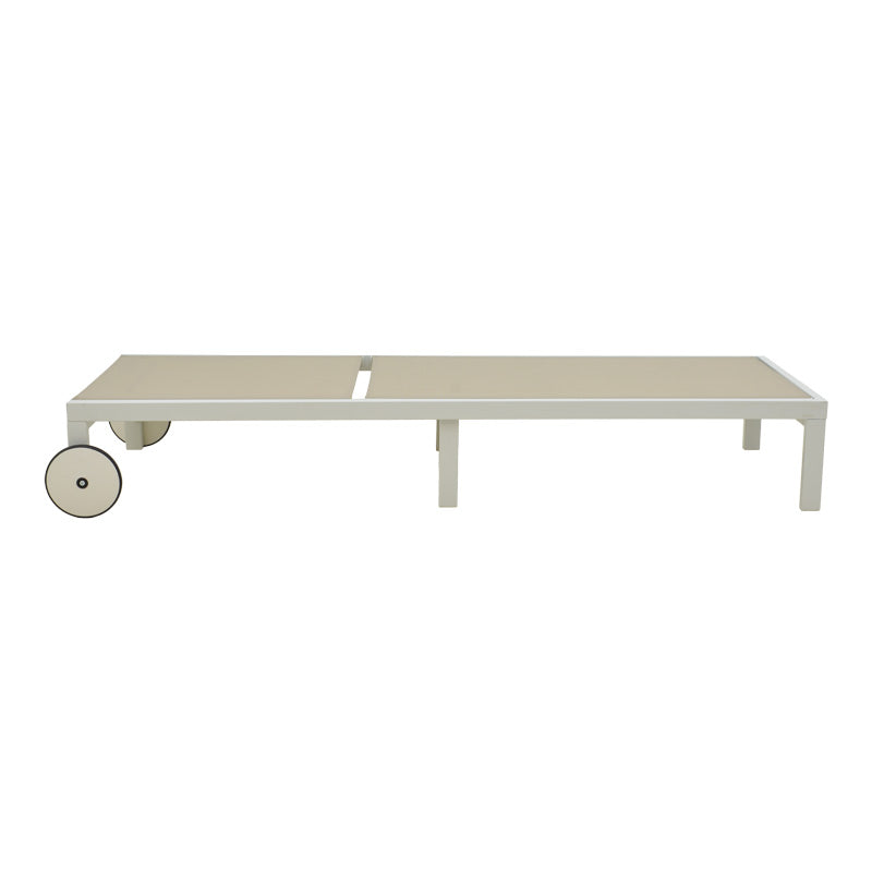 Șezlong Mailo, Aluminiu alb și Textilena, Bej, 71x206x30 cm - Alb