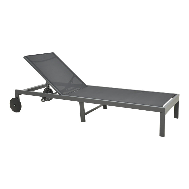 Șezlong Mailo, Aluminiu alb și Textilena, Bej, 71x206x30 cm - Negru