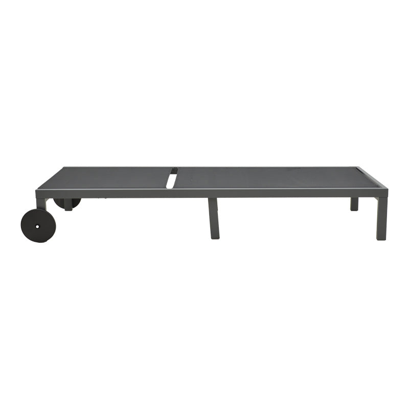Șezlong Mailo, Aluminiu alb și Textilena, Bej, 71x206x30 cm - Negru