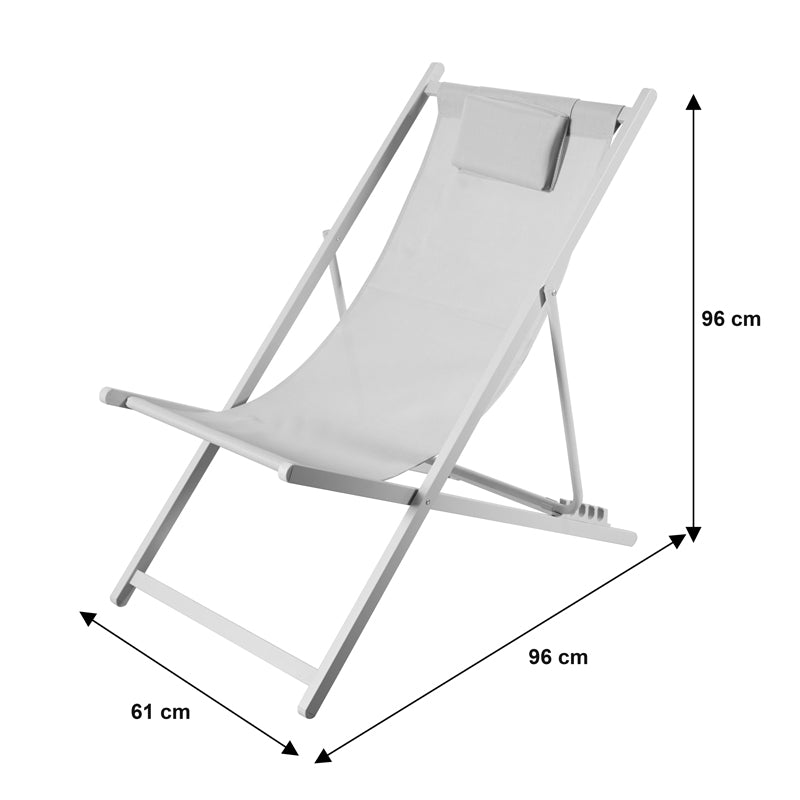Șezlong profesional ajustabil Corte, aluminiu bej, textilen, compacte pentru confort optim, 51x91x93 cm