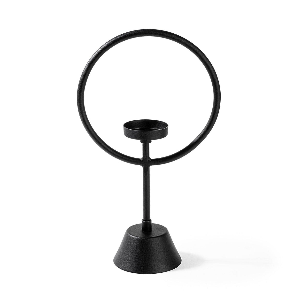 Suport lumânare decorativ Cairos, Negru, 18.5x30x9 cm