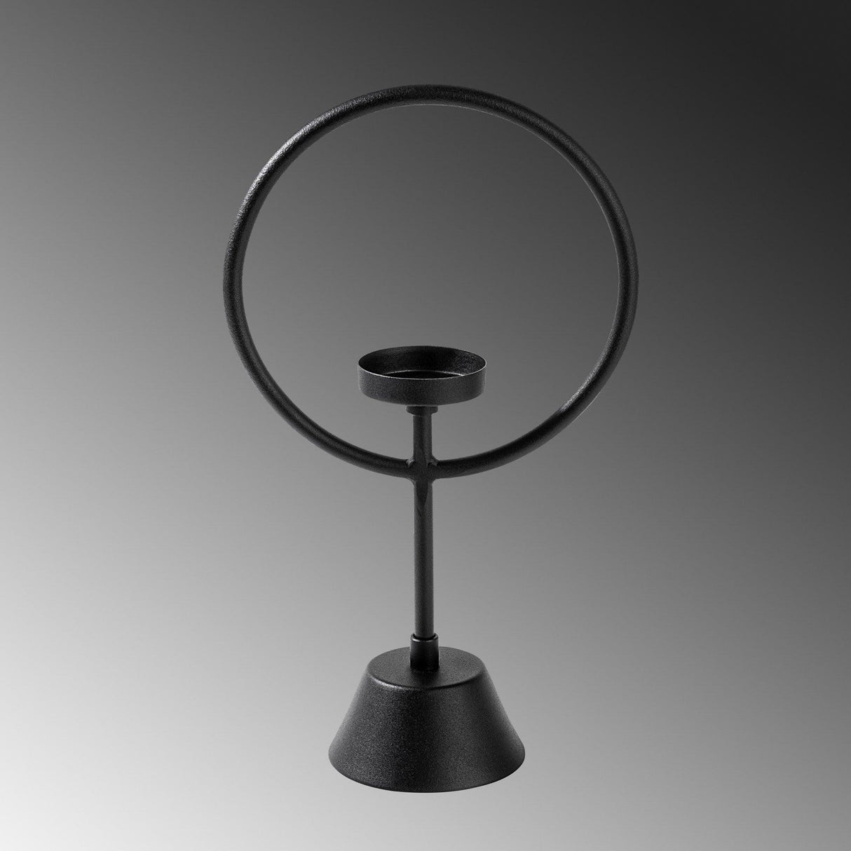 Suport lumânare decorativ Cairos, Negru, 18.5x30x9 cm