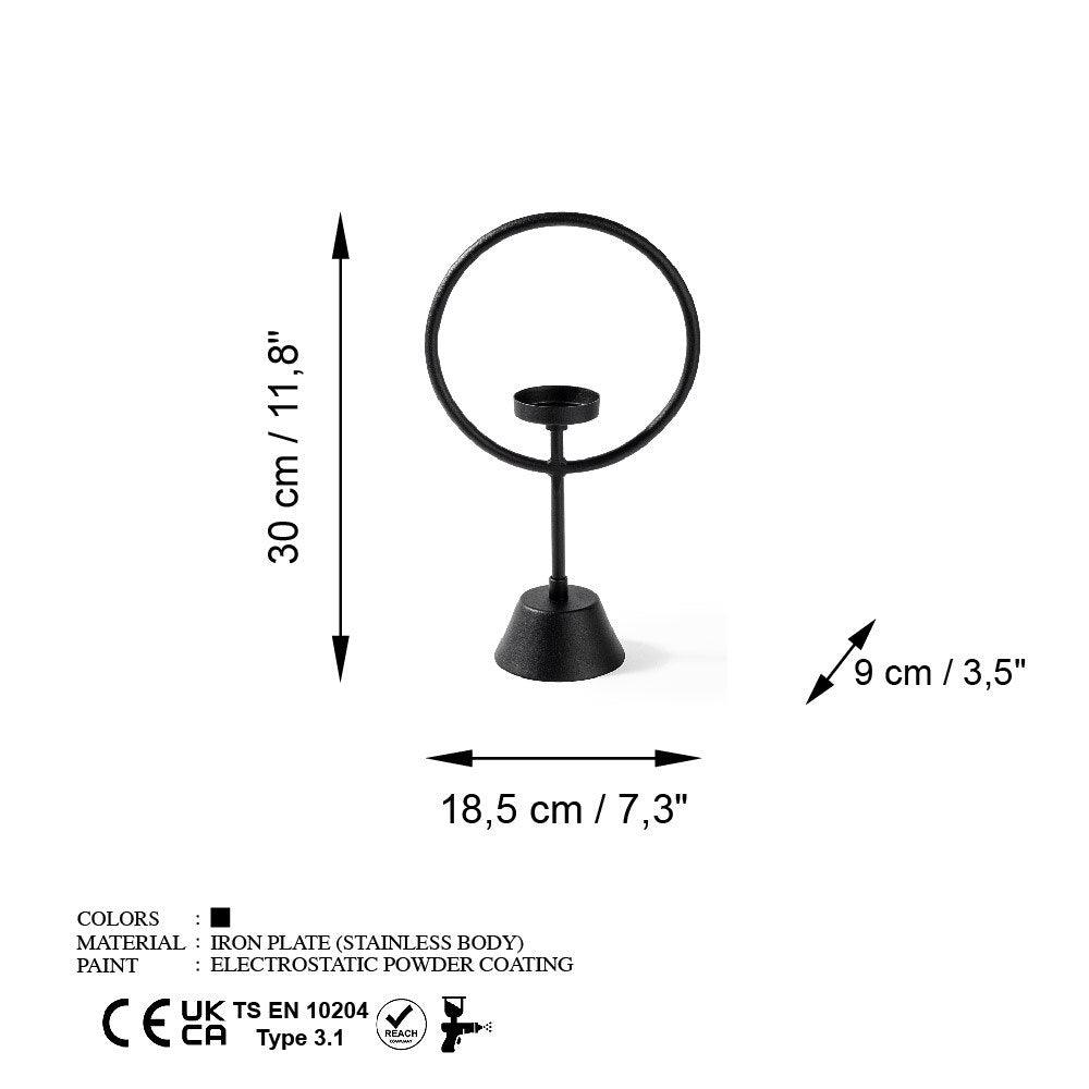 Suport lumânare decorativ Cairos, Negru, 18.5x30x9 cm