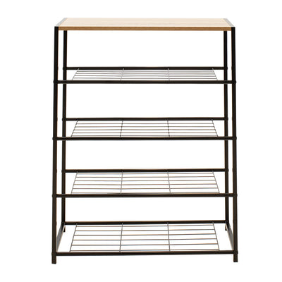 Suport Pantofi Ramon 12 Perechi Stejar Modern Cu Cadru metalic, Negru, 63x30x83 cm, detaliu produs