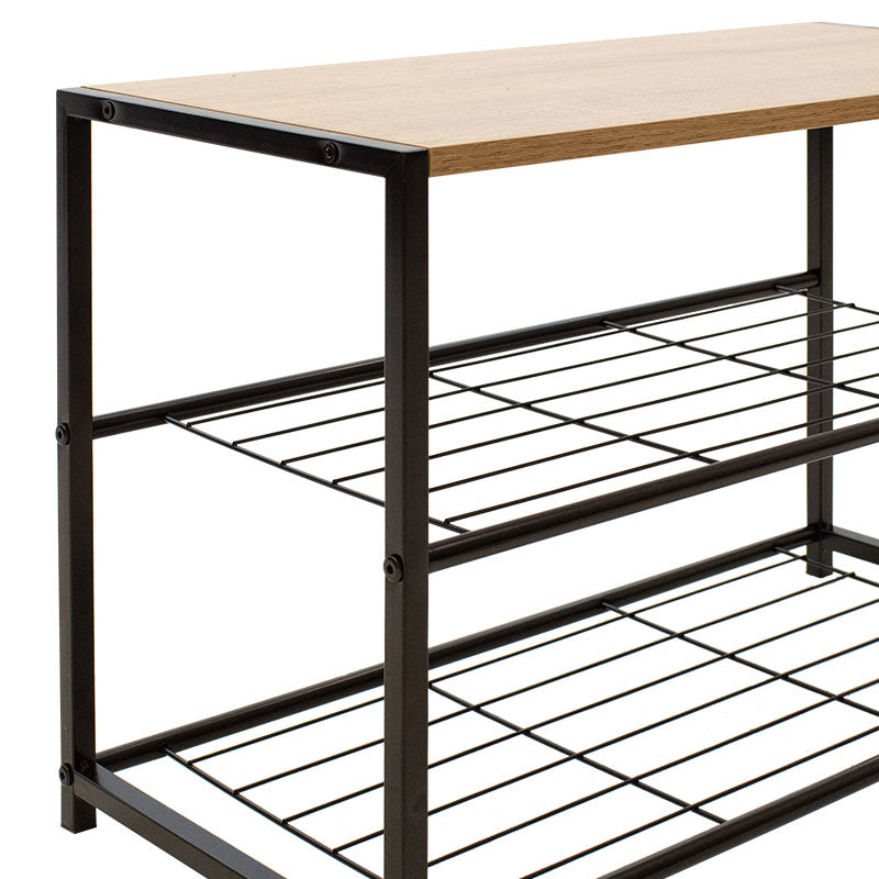 Suport Pantofi Ramon 6 Perechi Stejar Modern Cu Negru, 63x30x43 cm
