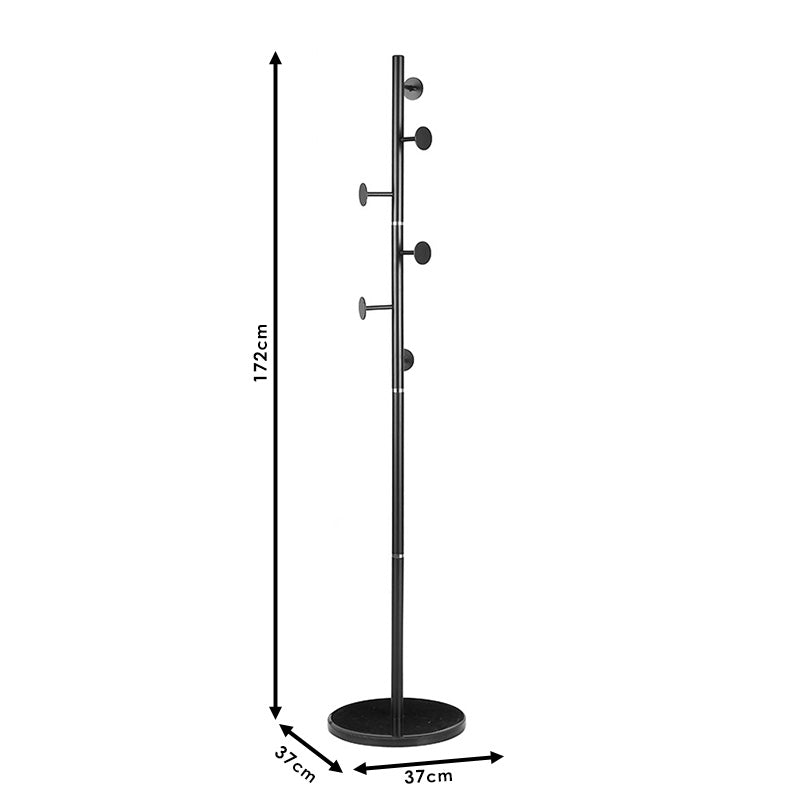 Suport pentru haine Adriana metalic, Alb - Negru, D37x172 cm - Negru