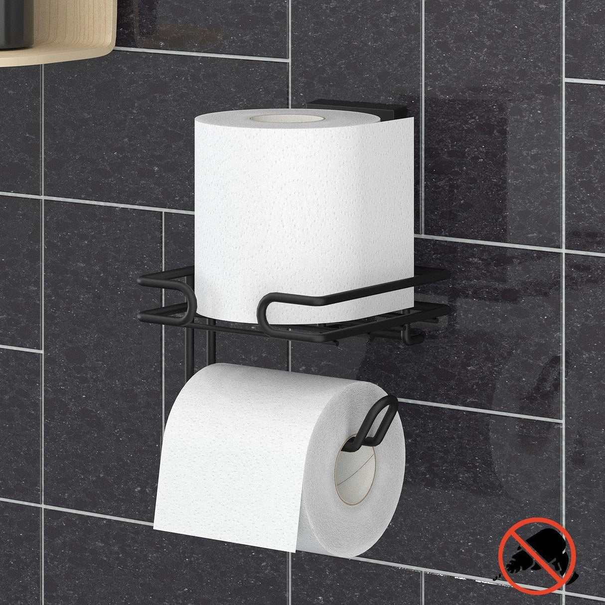 Suport pentru hârtie igienică Toilet Paper Holder Honey 1, Negru, 12.5x14.5x17 cm