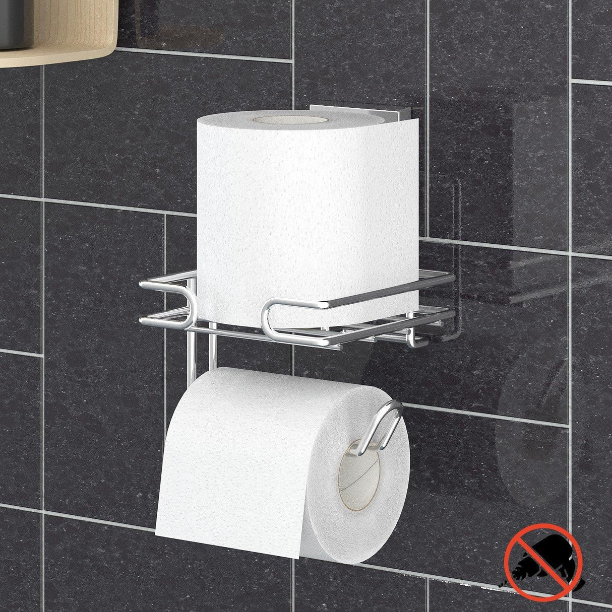 Suport pentru hârtie igienică Toilet Paper Holder Lux 1, Crom, 12.5x14.5x17 cm