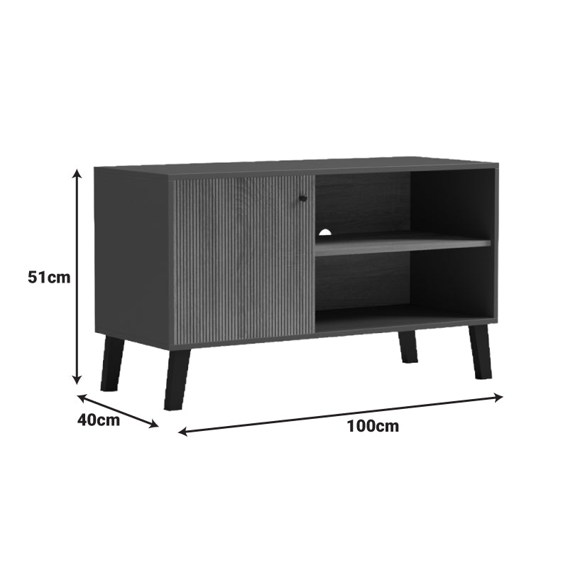 Suport TV cu rafturi Tuscany, Modern, Lemn, Sonoma-Antracit, 100x40x51 cm