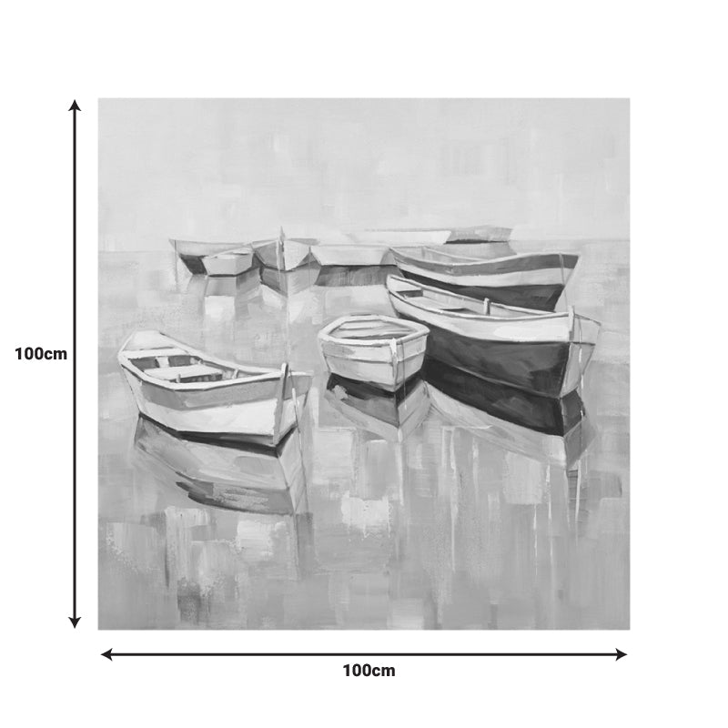 Tablou canvas cu barca, Pânza, Multicolor, 100x100 cm