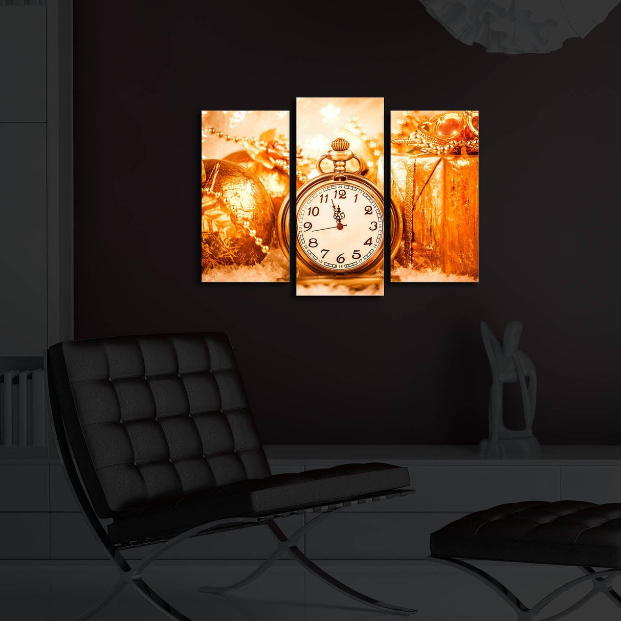 Tablou Canvas cu Led Ceas Buzunar, Multicolor, 66 x 45 cm