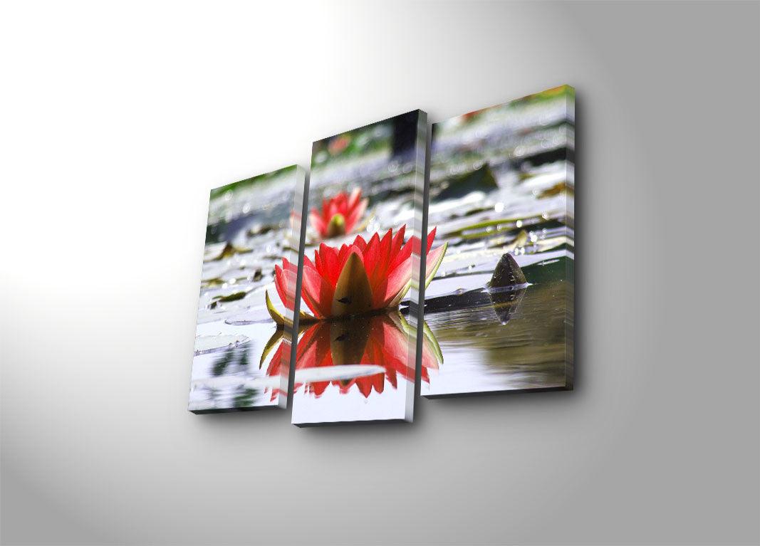 Tablou Canvas cu Led Floare de Lotus, Multicolor, 66 x 45 cm