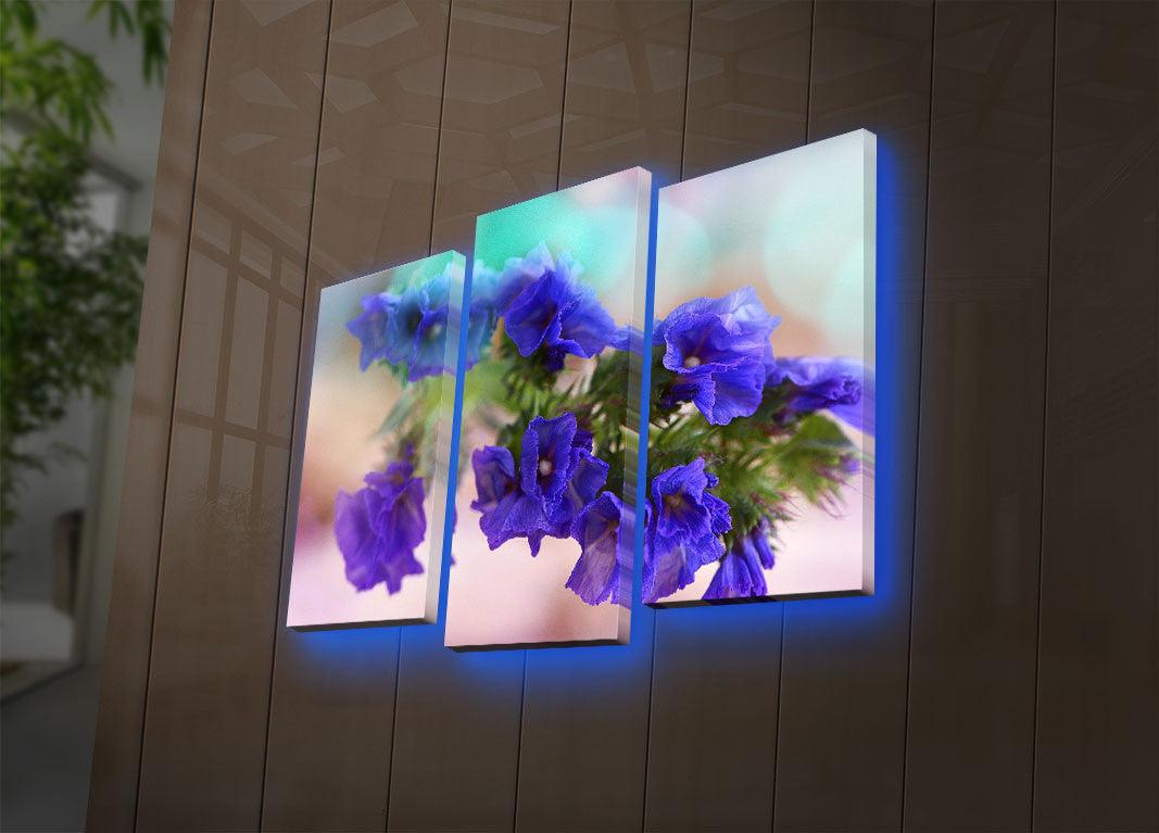 Tablou Canvas cu Led Floare Violeta, Multicolor, 66 x 45 cm