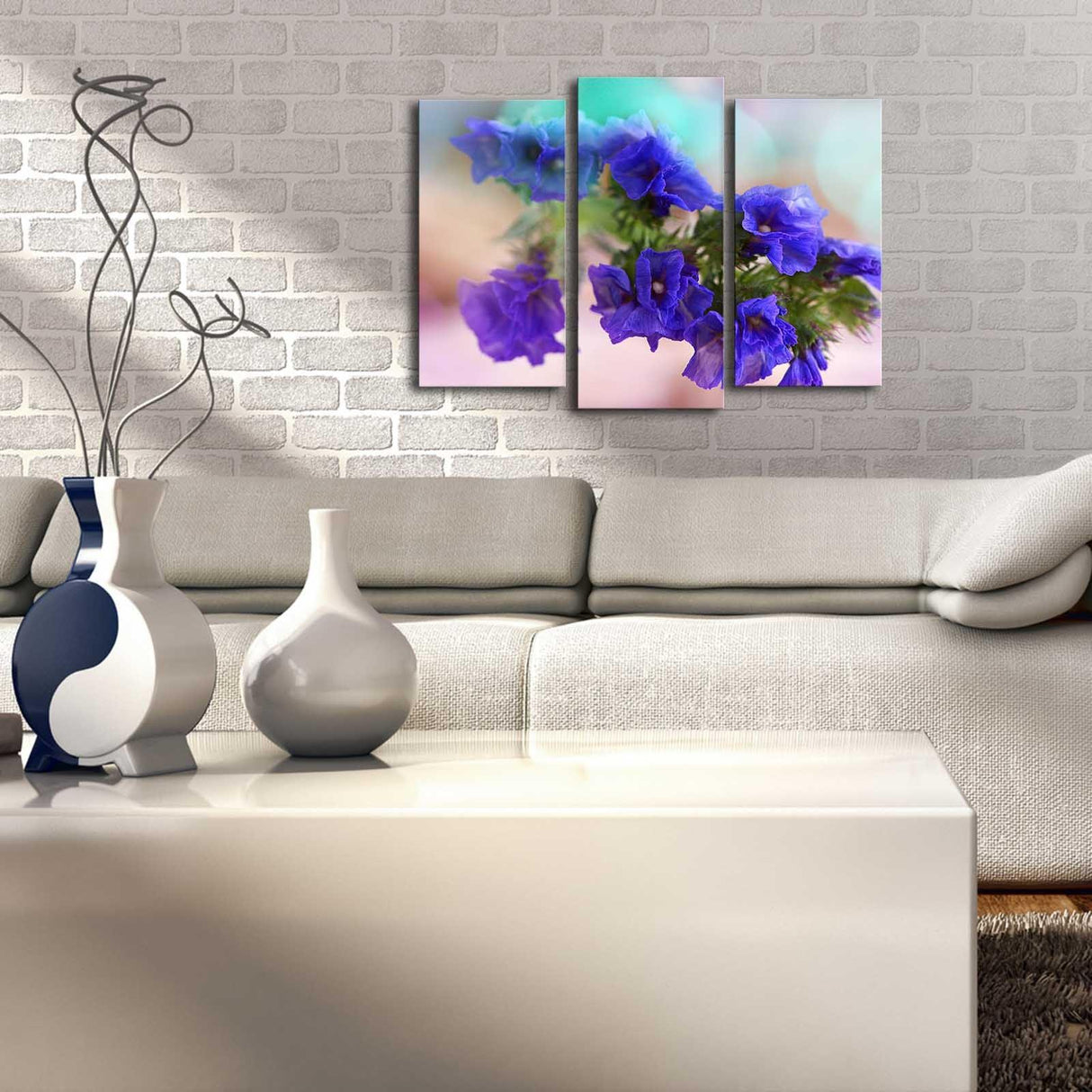 Tablou Canvas cu Led Floare Violeta, Multicolor, 66 x 45 cm