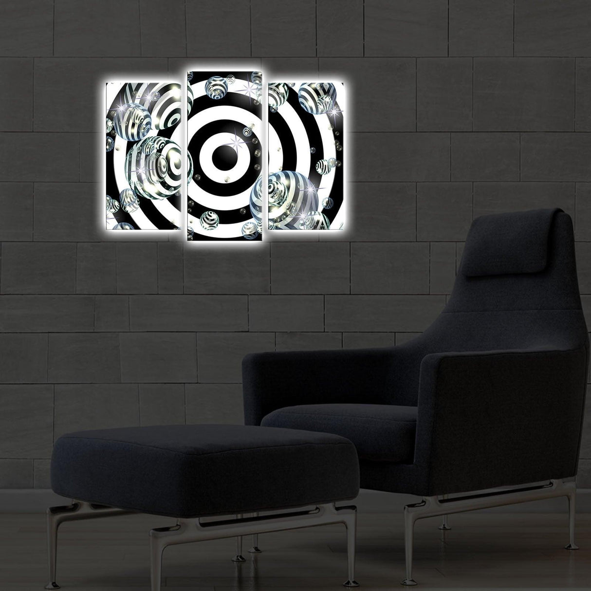 Tablou Canvas cu Led Glob Craciun, Multicolor, 66 x 45 cm